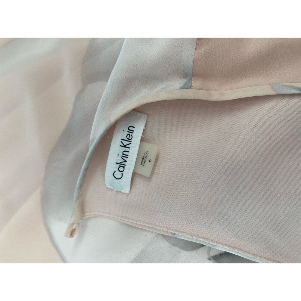 Calvin Klein Pedal Pink Floral Tank Chiffon Dress Size 6 Romantic Wedding Boho - Picture 3 of 6